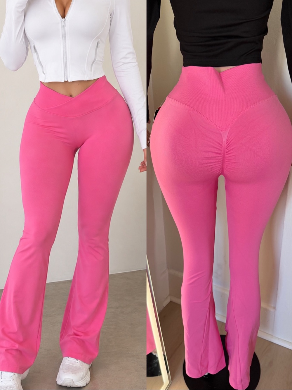High-Waist Pink Flare Leggings